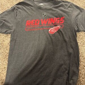 Fanatics Gray Detroit Red Wings Crew Neck Tee with Red Logo